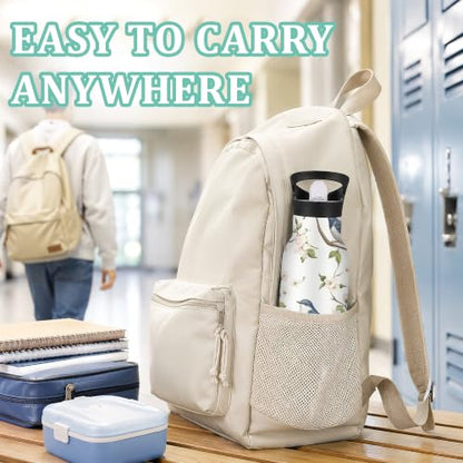 Bird Branch Insulated Water Bottle,Spring Blossom Stainless Steel Water Bottles 20 oz with Straw Lid,Leak Resistant Double Wall Insulated Flask with Handle for Travel Outdoor Gym - color: Bird Branch,Spring Blossom