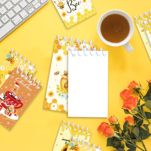 8 Pack Mini Bee Spiral Pocket Notepads Cute Honey Small Journal Pocket Notebooks Honeybee Party Favors Spiral Mini Notebooks for Classroom Teens Teacher Rewards Party Gifts