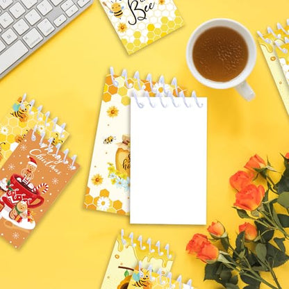 8 Pack Mini Bee Spiral Pocket Notepads Cute Honey Small Journal Pocket Notebooks Honeybee Party Favors Spiral Mini Notebooks for Classroom Teens Teacher Rewards Party Gifts
