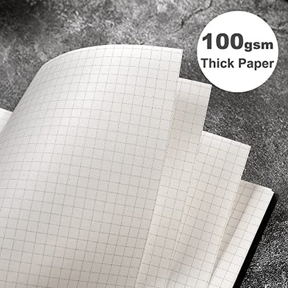 Yoment Graph Paper Spiral Notebook A5 Graphing Notebook 160 Pages Graph Paper Notebook Spiral Bound Waterproof Plastic Hardcover Spiral Journal 5x7 Grid Notebooks for Note Taking,Black - color: Black, style: A - Graph - A5