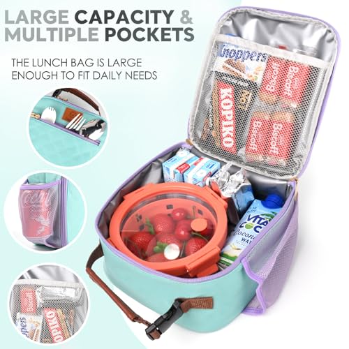Genteen Kids Lunch Box Insulated Soft Mini Cooler with Bottle Holder, Lightweight Reusable Easy-Clean Lunch bag for Girls, Boys Back to School-Light Green - color: Light Green