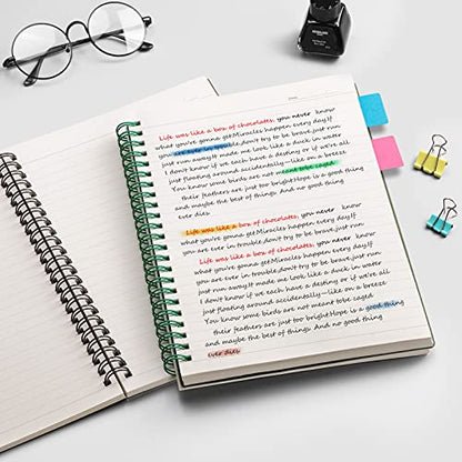 EMSHOI Lined Spiral Journal Notebook, 3 Pack, 480 Pages, B5 (7.4" x 10") | College Ruled, 100 GSM Thick Paper, Flexible Plastic Cover, for School, Student, Writing, Journaling, Work, Women & Men - color: Brown Blue Green, style: B5-Ruled