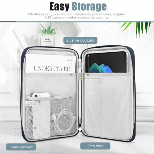 TiMOVO 9-11" Tablet Sleeve Bag for iPad 11-inch A16 2025, iPad 10.9"/10.2"| Air 11 Inch/5th/4th Gen. 10.9", Galaxy Tab A9+/A11Plus 11", Protective Bag with Pocket, Indigo - color: A-Indigo, size: 9-11 Inch
