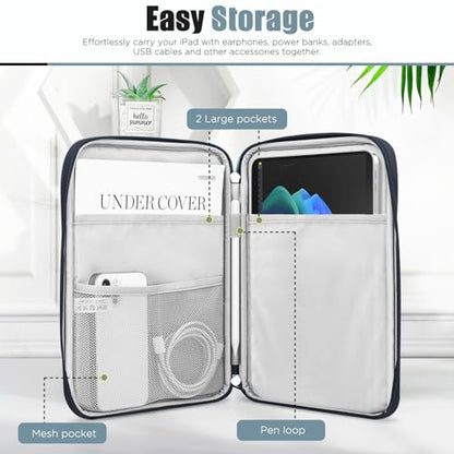 TiMOVO 9-11" Tablet Sleeve Bag for iPad 11-inch A16 2025, iPad 10.9"/10.2"| Air 11 Inch/5th/4th Gen. 10.9", Galaxy Tab A9+/A11Plus 11", Protective Bag with Pocket, Indigo - color: A-Indigo, size: 9-11 Inch
