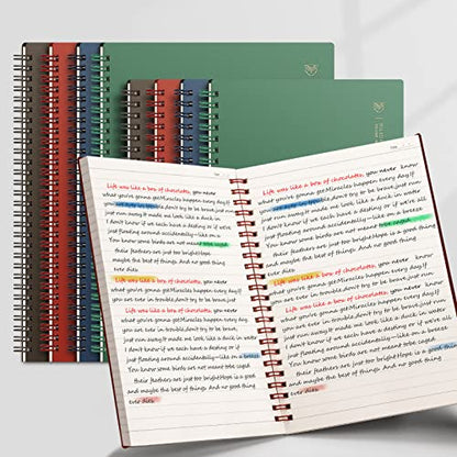 EMSHOI Lined Spiral Journal Notebook, 3 Pack, 480 Pages, B5 (7.4" x 10") | College Ruled, 100 GSM Thick Paper, Flexible Plastic Cover, for School, Student, Writing, Journaling, Work, Women & Men - color: Brown Blue Green, style: B5-Ruled