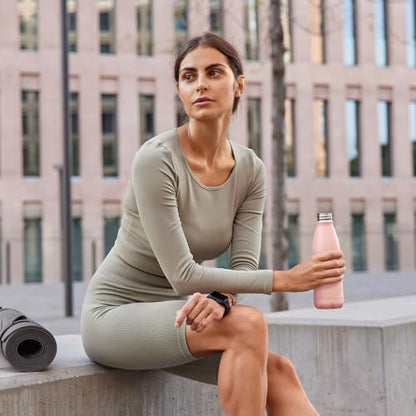 Mont-Clair Stainless Steel Water Bottle, Vacuum insulated - BPA Free, 12h Hot & 24h Cold Drinks, Metal Water Bottle 17 oz Leakproof, Ideal for Adult, Kids, Running - Mellow Rose - color: Mellow Rose, style: 17 Ounces
