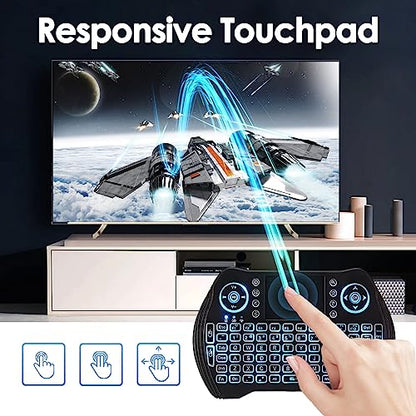BL Mini Wireless Keyboard with Touchpad and Mouse Combo, Backlit Handheld Keyboard Remote for Android TV Box Smart TV PC HTPC Laptop Tablet Projector PS3 Raspberry Pi Windows Mac XBox, with USB Dongle