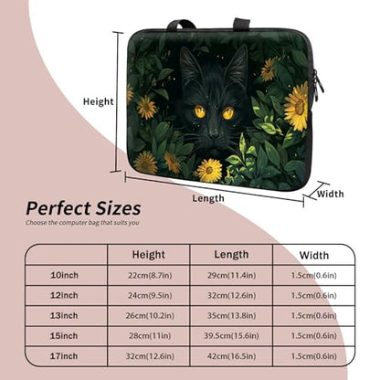 Universal Tablet Laptop Sleeve Case 10 inch, Black Cat Sunflowers Slim Carrying Case Durable Handbag Travel Laptop Bag for 7 to 10-inch Laptops/Notebook/Kids Tablet/ipad/eBook Readers - color: Black Cat Sunflowers, size: 10 inch