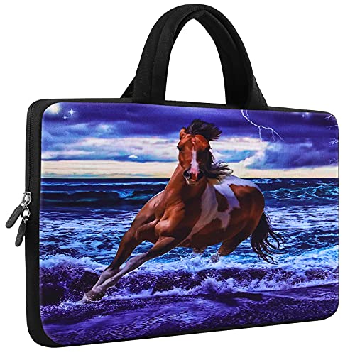 iColor 14 15 15.4 15.6 inch Laptop Handle Bag Computer Protect Case Pouch Holder Notebook Sleeve Neoprene Cover Soft Carring Case for MacBook Dell Lenovo Toshiba HP Chromebook ASUS Acer Horse ICB-04 - color: Blue Horse