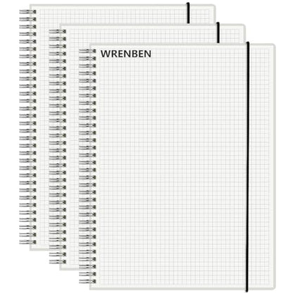 Graph Paper Spiral Notebook 8.5 x 11 Inches 240 Pages, A4 Grid Journal with 120gsm Thick Graphing Paper, Large Math Notebook 1/5 Inch Squares with Water-proof PVC Cover (3 Pack, A4) - style: Grid
