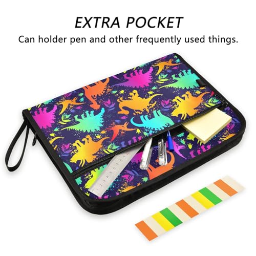 Bright Funny Dinosaurs File Folders,Plastic Folders with 13 Pockets,Expandable File Folder for Documents School Students Office,Aesthetic Folder with Labels A4 Letter Size - color: Multi 2