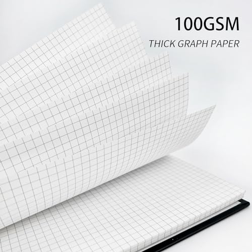 Graph Paper Spiral Notebook-A4 Grid Journal 8.5" x 11" - 4 Pack 160 Pages 100GSM Thick Paper Large Hardcover Notebooks for Note Taking Engineering Graphing Work School Supplies,Black - style: Graph