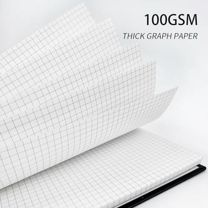 Graph Paper Spiral Notebook-A4 Grid Journal 8.5" x 11" - 4 Pack 160 Pages 100GSM Thick Paper Large Hardcover Notebooks for Note Taking Engineering Graphing Work School Supplies,Black - style: Graph