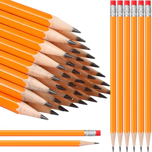 TecUnite 120 Pcs #2 HB Pencils with Eraser No 2 Unsharpened Wooden Hexagonal Pencils for Adults Gifts for School Exam art Learning Office Sketching(Yellow) - color: Yellow