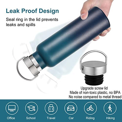 Neihepal Gradient Stainless Steel Water Bottles,20 Ounce Vacuum Insulated Double Wall Travel Bottle with Leak Proof Lid of Handle,Metal Reusable Standard Mouth Flask Thermoses for School,Hikers,Gift - color: Dark Night