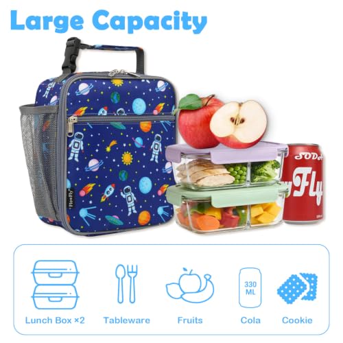 FlowFly Kids Lunch box Insulated Soft Bag Mini Cooler Back to School Thermal Meal Tote Kit for Girls, Boys, Astronaut - color: Astronaut