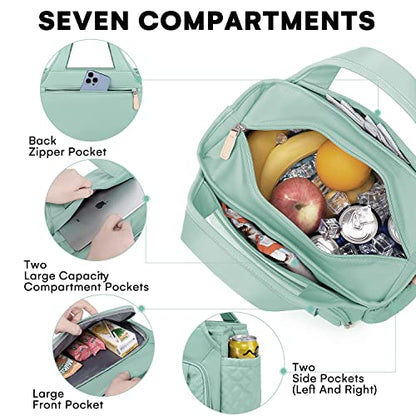 Artelaris Insulated Lunch Bag for Women,Leak-Proof Cooler Lunch Box, Cooling Tote for Adult,with 7 Pockets,Adjustable Strap(15 Liters) - color: Green