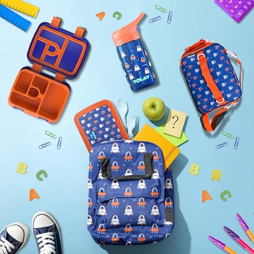YOLAY 15oz Kids Water Bottle For School Boys and Girls, Durable Toddler Water Bottle with Straw Lid Leak-Proof, Spill Proof, Easy Clean and Dishwasher Safe with Re-Usable and BPA Free - Robo - color: Robo