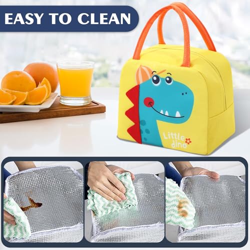 Generic Reusable Cooler Bags Cartoon Lunch Tote Bags Insulated Portable Lunch Box Bag for Work Office Picnic Beach (Yellow Dinosaur) - color: Yellow Dinosaur