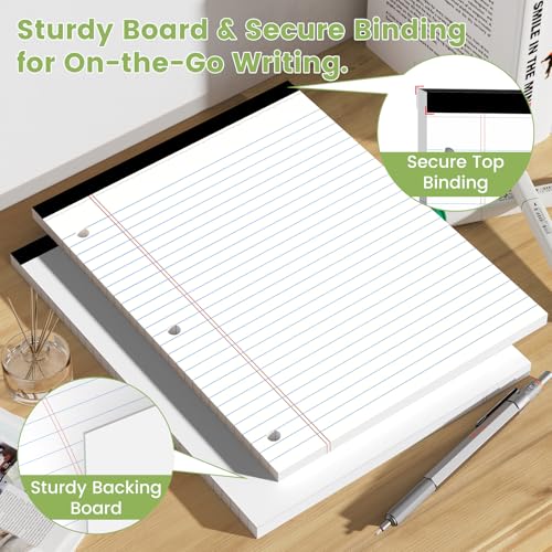 3pcs Legal Pads with Holes, loose Notepads 8.5x11 Wide Ruled Perforated | White Loose Leaf Paper, 30 Sheets/Pad, Notepad 8.5x11, Thick Lined Paper,3 Hole Punch, Notebook 3 Ring Binders, Sturdy Back
