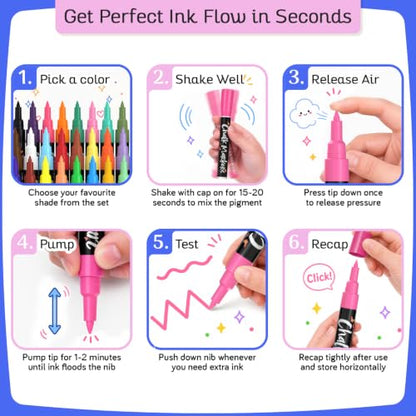 Extra Fine Tip Liquid Chalk Markers for Blackboard (30 Pack 1mm) Pastel + Neon Chalk Pens - Erasable Dry Erase Marker for Chalkboard, Blackboards, Window, Bistro, Car - Fine Tip Chalkboard Markers - style: Extra Fine Tip - 1mm