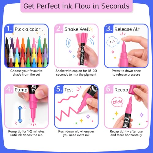 Extra Fine Tip Liquid Chalk Markers for Blackboard (30 Pack 1mm) Pastel + Neon Chalk Pens - Erasable Dry Erase Marker for Chalkboard, Blackboards, Window, Bistro, Car - Fine Tip Chalkboard Markers - style: Extra Fine Tip - 1mm