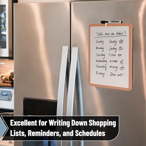 Mr. Pen- Dry Erase Board, 14” x 11” with a Black Dry Erase Marker | Copper Tan Frame, Small Mini White Board for Students, Fridge, Wall, Locker, Includes Double Sided Tapes - color: Copper Tan