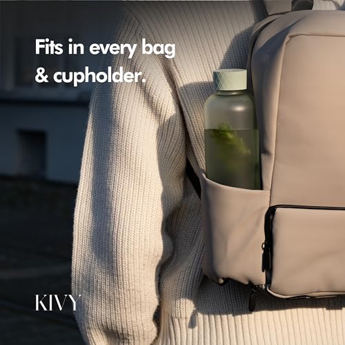 KIVY Slim Water Bottle 32oz Tritan - Lightweight & Shatterproof - BPA-Free | Reusable Tritan Water Bottle with Measurements - Leak Proof Bottle for Women & Men - Dishwasher Safe - Skinny Water Bottle - color: 01 Dark Green, size: 32 Ounces