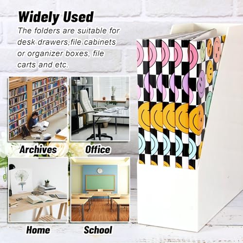 Whaline 24 Pack Boho Smile File Folders Letter Size Happy Face Checker File Pockets with 1/3 Cut Tab for Back to School Home Office Classroom Supplies, 8.9 x 11.6 Inch - style: Smile Face