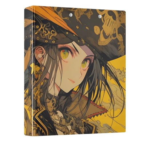 3 Ring Binders Anime Pirate Printed 1 Pack, Document Holders Paper Organizers 200 Sheets Office Supply