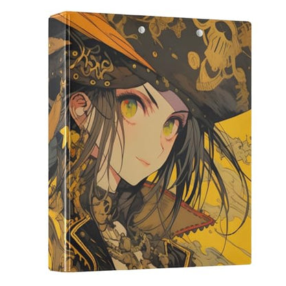 3 Ring Binders Anime Pirate Printed 1 Pack, Document Holders Paper Organizers 200 Sheets Office Supply