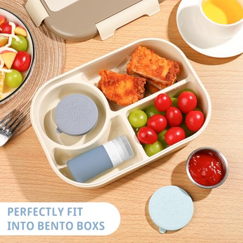 MICEBAY 8-Pack Salad Dressing Container To Go, 2-oz Silicone Small Condiment Squeeze Bottles and 1.6 oz Stainless Steel Sauce Containers Cups, Leakproof Condiment Containers with Lids for Lunch Box - color: Gray, size: 2-oz