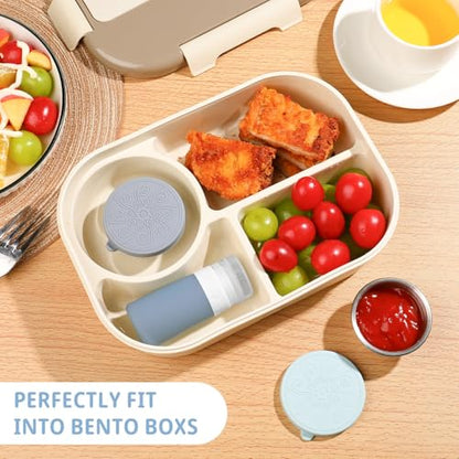 MICEBAY 8-Pack Salad Dressing Container To Go, 2-oz Silicone Small Condiment Squeeze Bottles and 1.6 oz Stainless Steel Sauce Containers Cups, Leakproof Condiment Containers with Lids for Lunch Box - color: Gray, size: 2-oz
