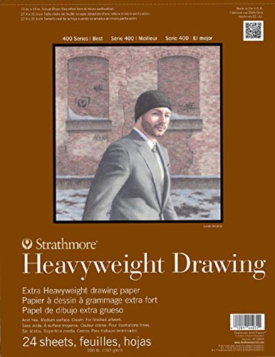 Strathmore 400 Series Heavyweight Drawing Pad, Medium Surface, 11"x14" Wire Bound, 24 Sheets - color: White, size: 11x14