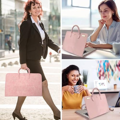 PU Laptop Sleeve Pink With Handle Protective Case Laptop Protective Case(15.6 inch) - color: 15.6 Inch