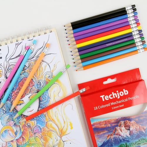 Colored Mechanical Pencil 2.6mm for Coloring and Drawing, Mechanical Colored Pencils, 18pcs - style: 18 color