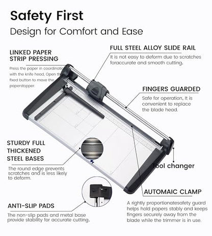 15-Inch Paper Cutter, Rotary Paper Trimmer with Safety Guard, 480mm(18.90") Heavy Duty Paper Cutter for Cardstock, Photos, Office, School and Crafts (18.90") - size: 18.90"