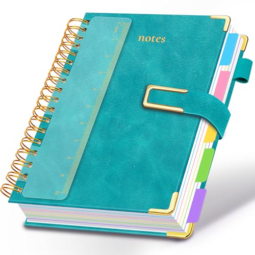 Hardcover Spiral Notebook College Ruled, 8.5"x11" Leather Journal Notebook with Magnetic Closure, 300 Pages 5 Subject Notebook with Dividers Tabs Journal for Women Men, Work, School(Deep Blue) - color: Deep Blue, size: A4-8.5"x11"