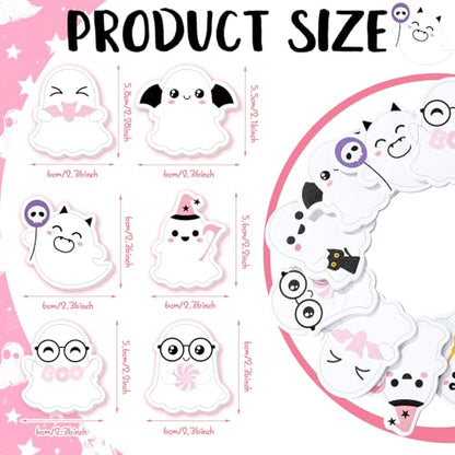 Yinder 24 Pads Cute Sticky Notes Fun Kawaii Ghost Sticky Notes Pads Bulk Cartoon Memo Self Adhesive Gift for Valentines Veterinary Office School Tab Party Supplies - style: Ghost