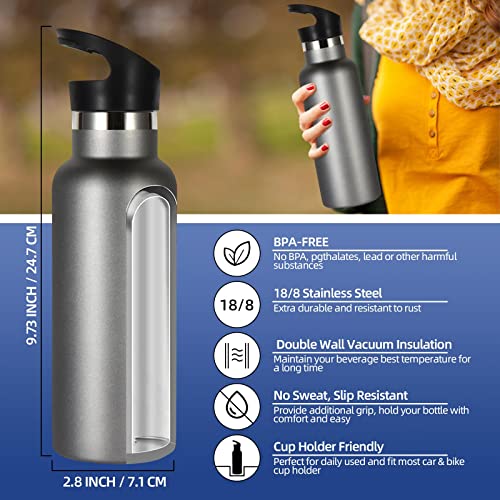 Volhoply 17oz Kids Insulated Water Bottle,Stainless Steel Water Bottles with Straw Lid,Double Wall Vacuum Metal Cups Water Bottle,Reusable Sports School Water Flask Keep Hot & Cold (Cold Grey,1 Set) - color: Cold Grey