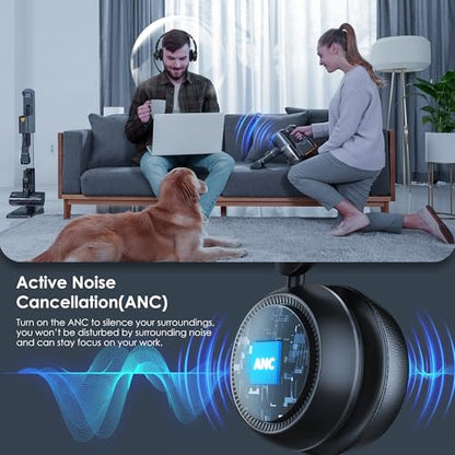 Upgrade ANC & ENC Wireless Headset with Mic for Work(Flip-to-Mute & Dongle) | Headset with Microphone for PC, Bluetooth 5.4 Noise Cancelling Headphones with Mic for Call Center/Home/Computer/Phones