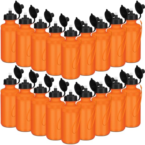Zubebe 36 Pcs Sports Water Bottles Bulk Squeeze Reusable Plastic Water Bottles Back to School Supplies Summer Gifts for Students School Travel Hiking Cycling Event Team Gift - color: Orange