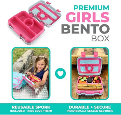 kinsho Bento Lunch Box for Kids Toddlers Girls, 4 Portion Sections Secure Lid, Microwave Safe BPA Free Removable Tray, Pre-School Kid Daycare Lunches Snack Container Ages 3 to 5, Pink Koala - color: Koala Bento