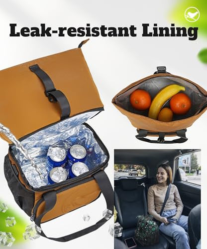 SUNNY BIRD Dual Compartment Lunch Bag Insulated Lunch Box for Women and Men (Brown) - color: Brown