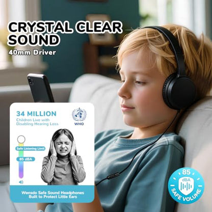 2 Pack Kids Headphones with Microphone for Classroom School, Durable Wired On-Ear Headset Class Set for Students Tablet Laptop PC & Boys Girls (HY30, 2Black)