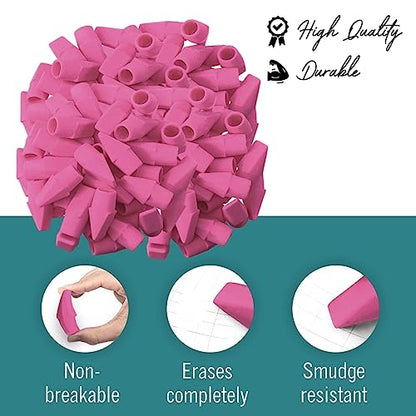 Pencil Top Erasers, 144 Count Pink Cap Erasers, Pink Eraser Tops, Pencil Toppers, Pencils Cap Eraser - size: 144 Count Pencil Caps