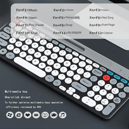 Wireless Keyboard and Mouse Combo with Phone Tablet Holder, Rechargeable Dual-Mode (Bluetooth 5.0 and 3.0 +2.4G) Multi-Device Silent Mouse for Windows, iPad, Tablet, MacOS,iOS,Android (White+Grey) - color: White+Grey