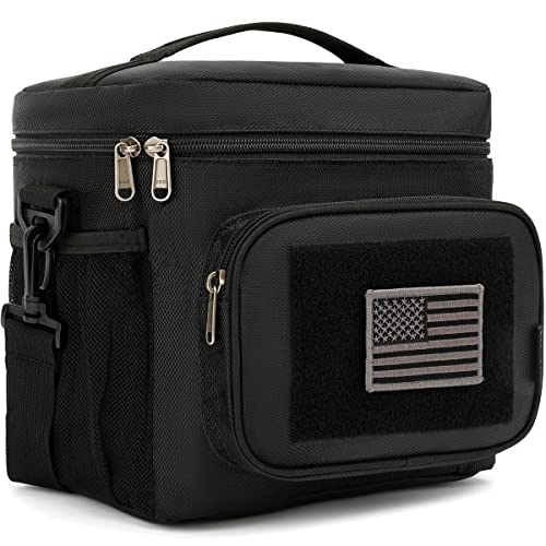 FlowFly Tactical Lunch Bag Large Insulated Lunch Box Cooler Tote for Men, Women with MOLLE/PALS Webbing (Black) - color: Black, size: Medium