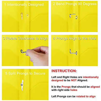 Youngever 6 Pack Heavy Duty Plastic Two Pocket Folders with 3 Prongs, Metal Prongs Fastener, Heavy Duty Plastic 2 Pocket Folder (Yellow) - color: Yellow