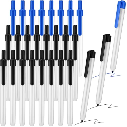 Affrolling 24 Count Retractable Dry Erase Marker, Fine Point Clickable Whiteboard Markers Bulk Low Odor No Bleed Smear, Back to School Gift for Teacher, Office Meetings, Classroom (Black,Blue) - color: Black, Blue